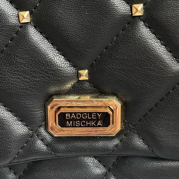 BADGLEY MISCHKA Crossbody Purse Diamond Quilted & Gold Studs - Picture 4 of 10